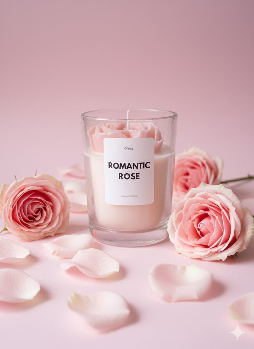 Heart peony jar candle